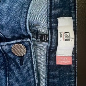 Cabi Jeans Blue 3750 High Straight High Rise Distressed Tuxedo Stripe Women's 14